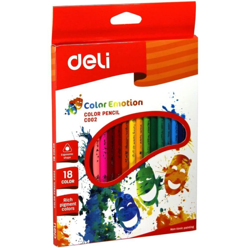 Creioane Colorate Deli Color Emotion, 18 Culori/Set