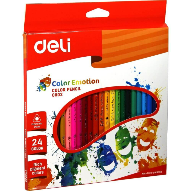 Creioane Colorate Deli Color Emotion, 24 Culori/Set