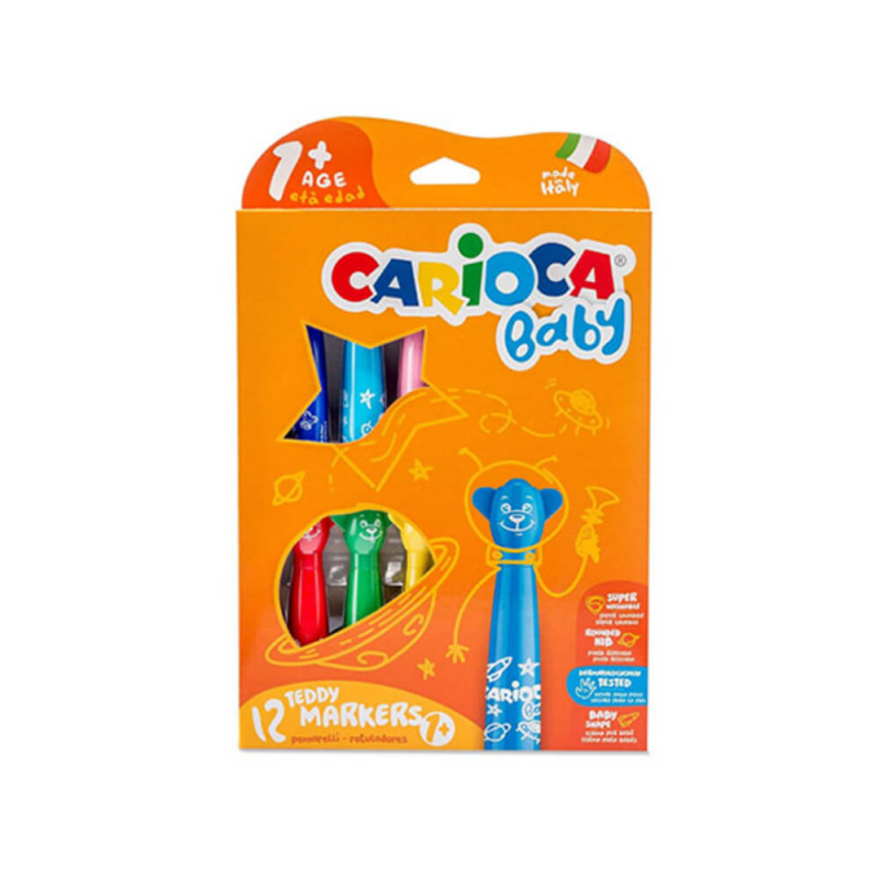  Set 12 Carioci Carioca Baby Teddy Markers, Non-Toxice 