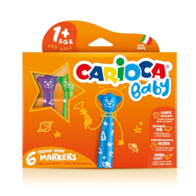  Set 6 Carioci Carioca Baby Teddy Markers, Non-Toxice 