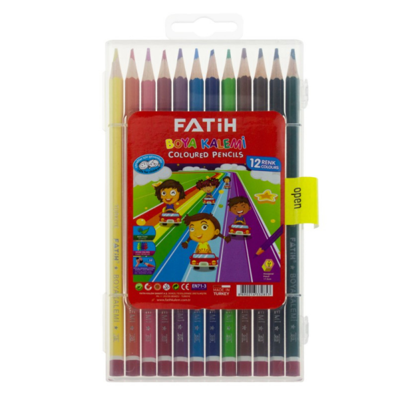 Set 12 Creioane Colorate Fatih, Diametru Mina 2.9 mm, Cutie din Plastic
