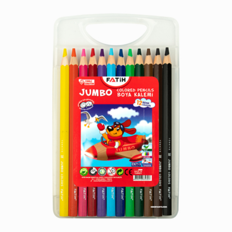 Set 12 Creioane Colorate Fatih Jumbo, Diametru Mina 2.9 mm