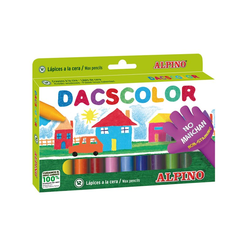  Creioane Cerate Semi-soft, Cutie Carton, 12 Culori/cutie, Alpino Dacscolor 