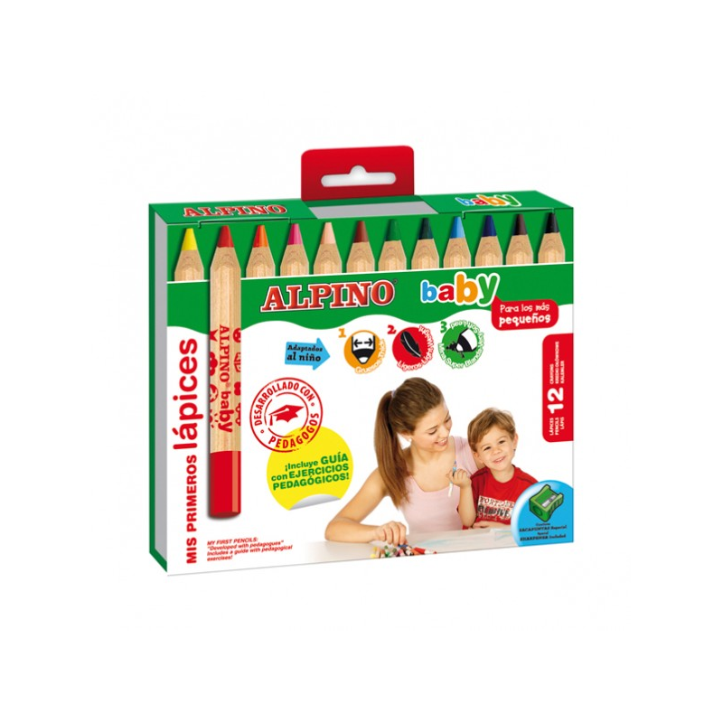 Creioane Colorate, 12 Culori/set, Alpino Baby - Maxi