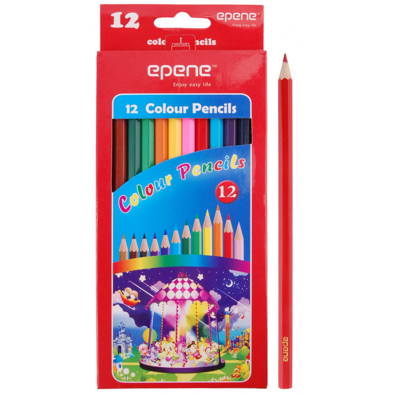  Creioane Colorate, Corp Hexagonal, 12 Culori/cutie, Epene 