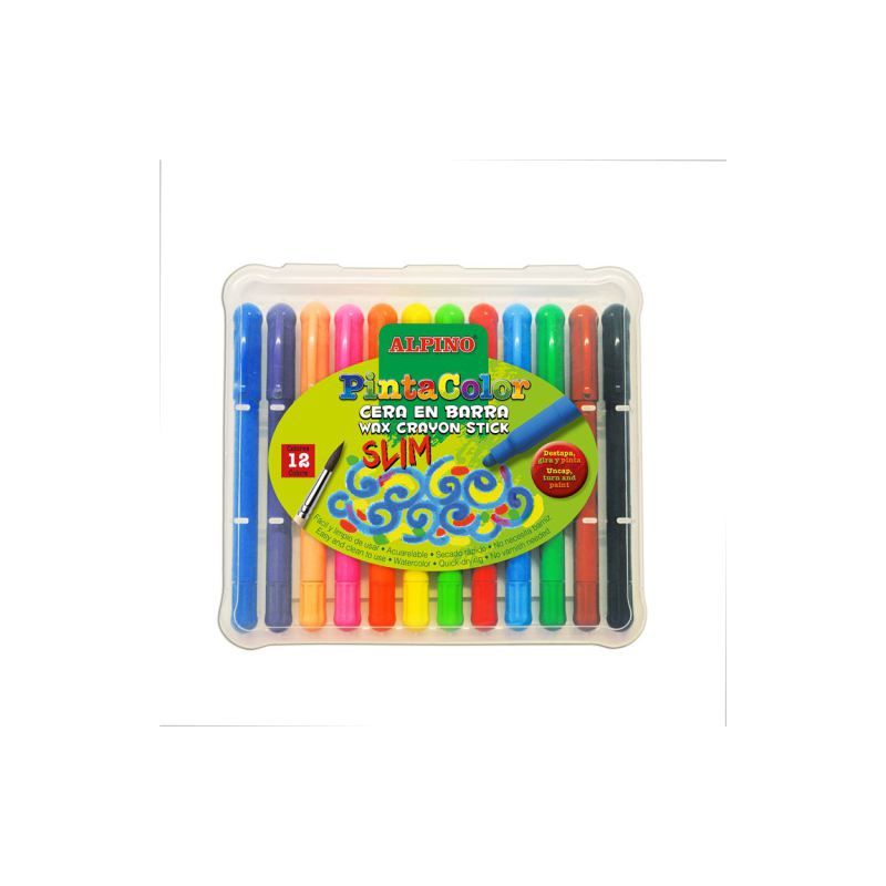  Creioane Cerate Subtiri, 12 Culori/cutie, Alpino Pintacolor Slim 