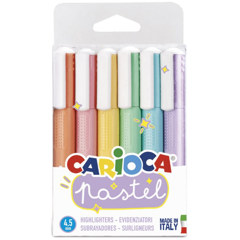 Textmarkere, 6 Buc/set, Carioca Pastel - Culori Pastel