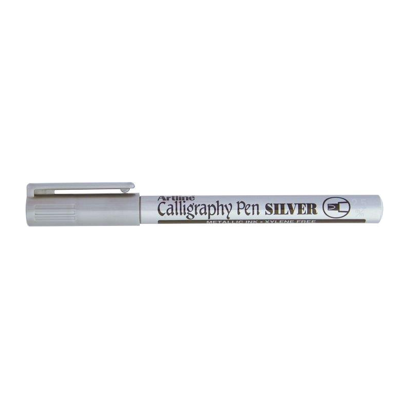 Marker Artline Calligraphy, Corp Metalic, Varf Tesit Din Fetru 2.5mm - Argintiu