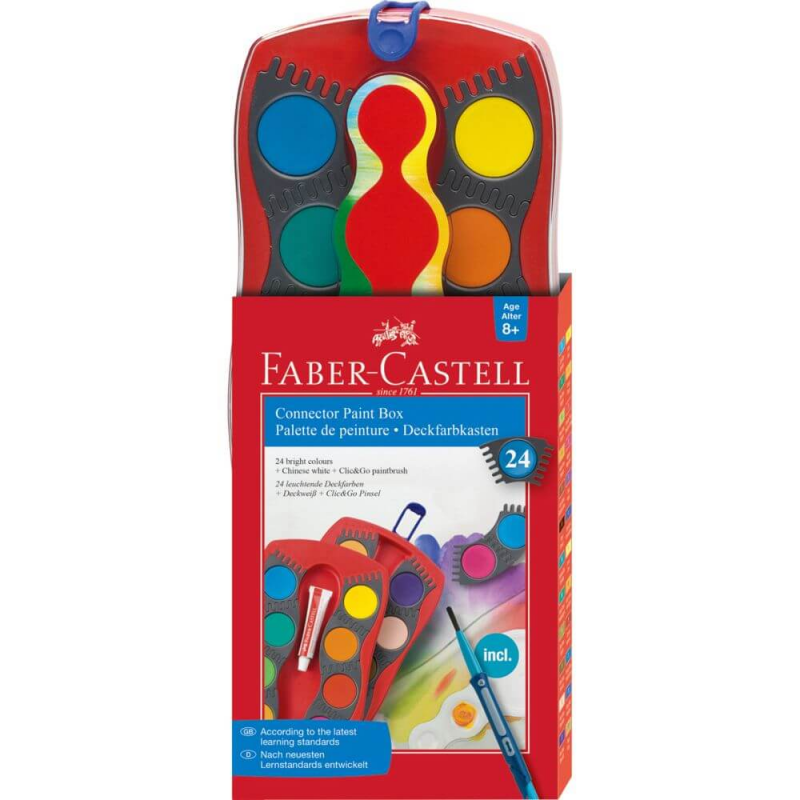  Acuarele cu Pensula Faber-Castell Connector, 24 Culori 
