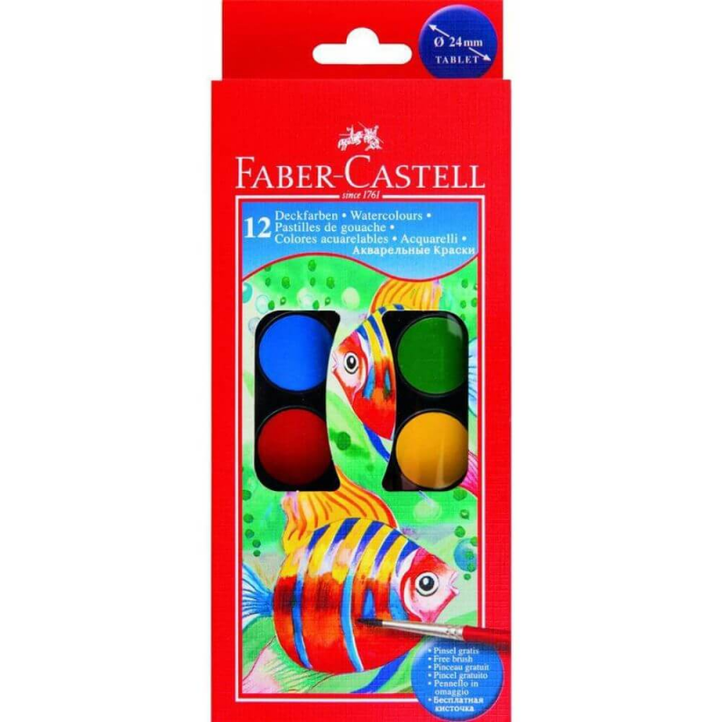  Acuarele cu Pensula Faber-Castell Connector, 24 mm, 12 Culori 