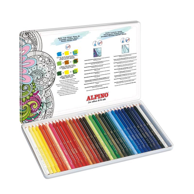 Creioane Colorate, Cutie Metal, 36 Culori/set, Alpino Color Experience 
