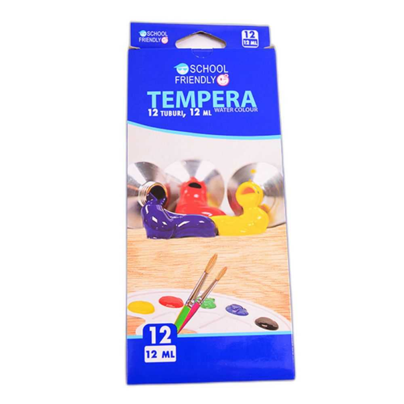 Set Tempera, Model School Friendly, 12 Culori/Set 12 ml