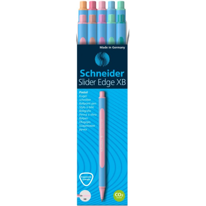 Pix Schneider Slider Edge Pastel Xb, Rubber Grip, Varf 1.4mm, 10 Culori Pastel/set