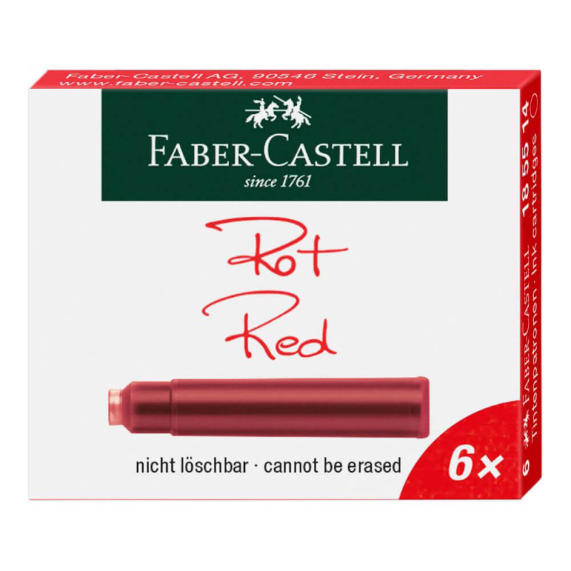Set 6 Cartuse cu Cerneala Faber-Castell, Rosie