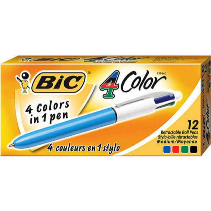  Set 12 Pixuri Bic 4 Colors, Varf 1 Mm, Corp Plastic 
