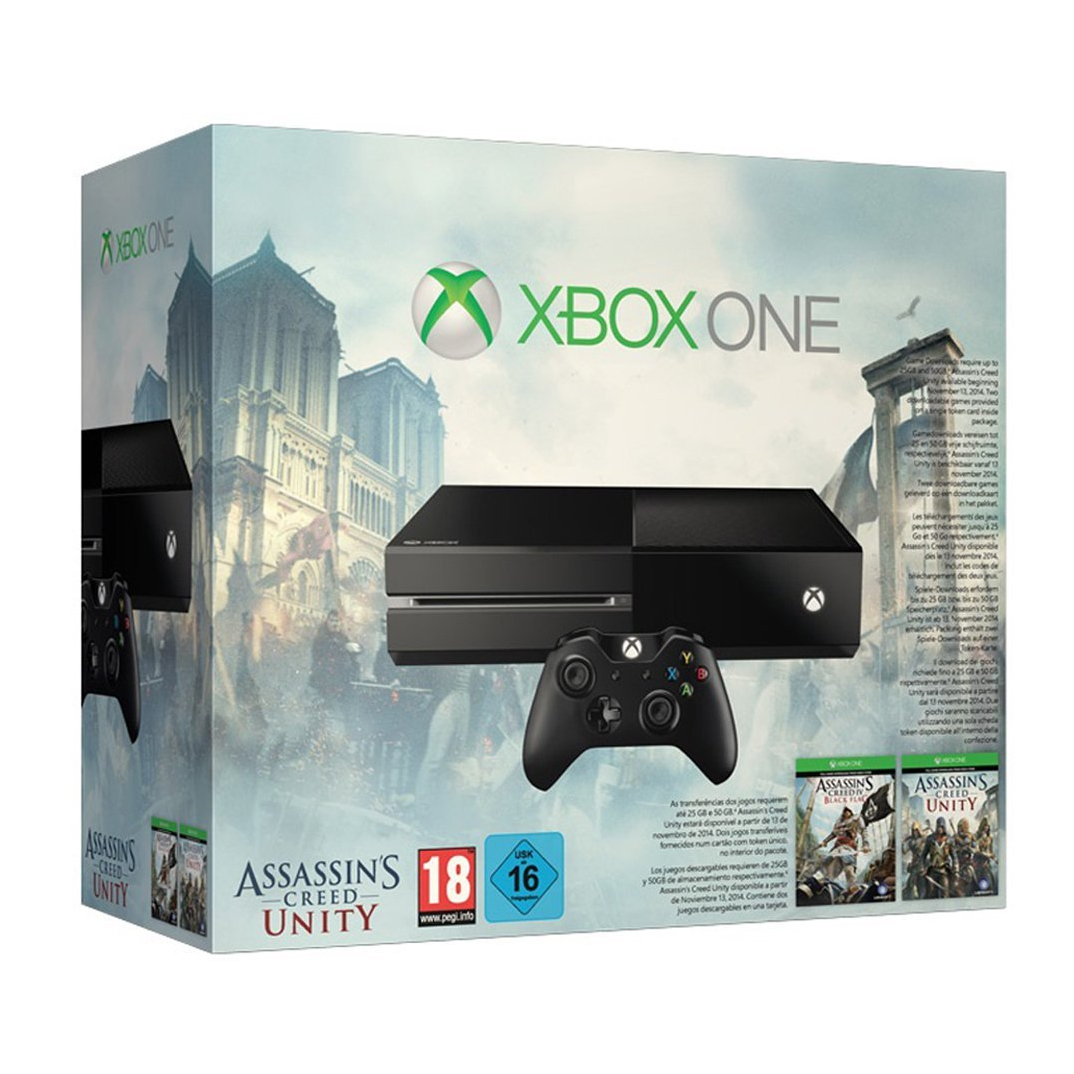 Consola Microsoft Xbox One 500GB + Joc Assassin`s Creed Unity + Assassin`s Creed Black Flag 