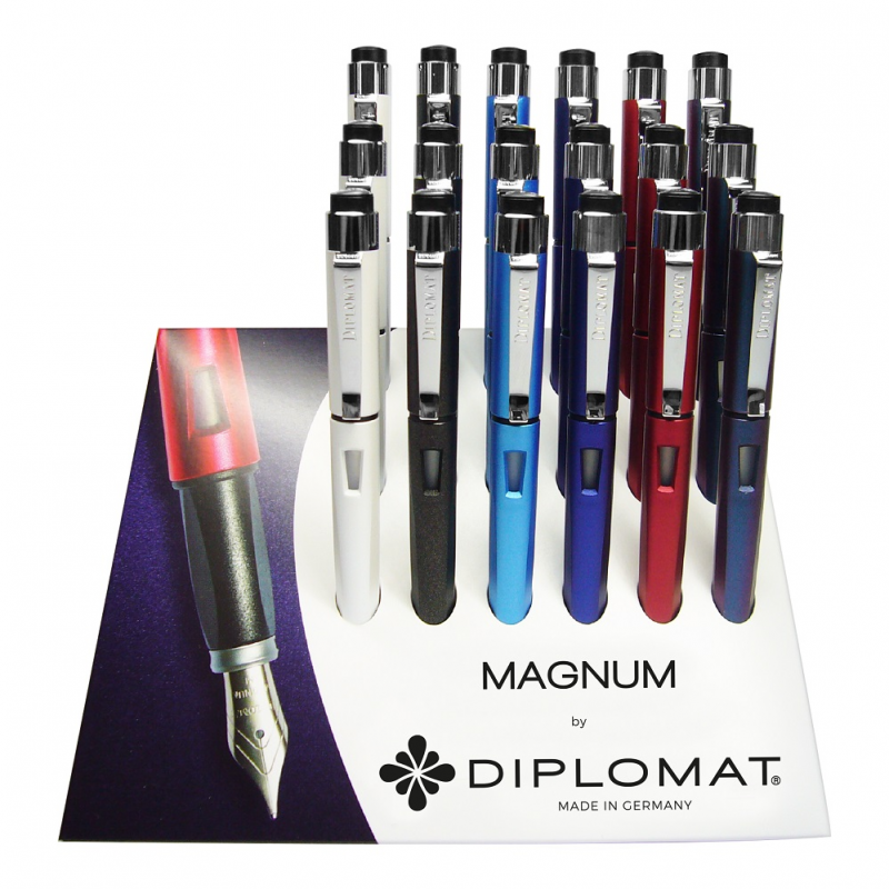 Set 18 Stilouri Diplomat Magnum, Cu Penita M, Din Otel Inoxidabil (18 Stilouri - 3 X 6 Culori)