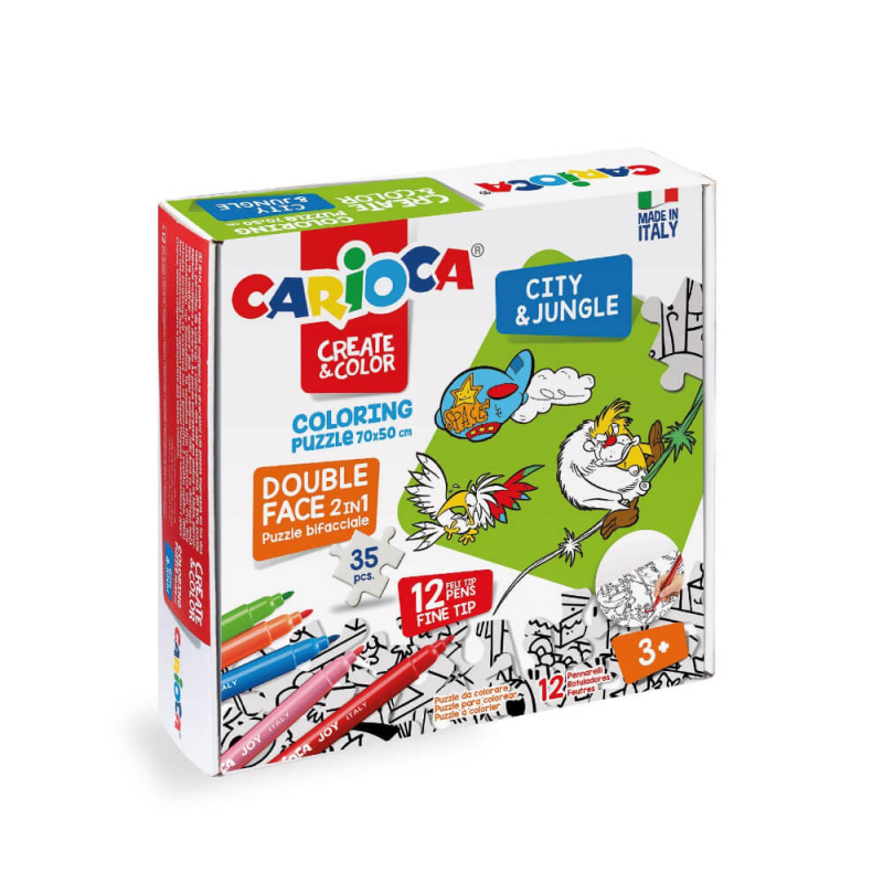 Set Puzzle si 12 Carioci City&Jungle Carioca, 35 Piese, Multicolor