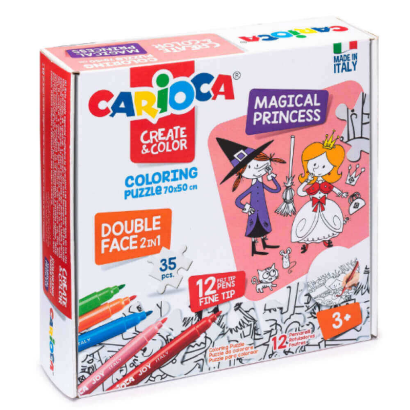  Set Puzzle si 12 Carioci Magical Princess Carioca, 35 Piese, Multicolor 