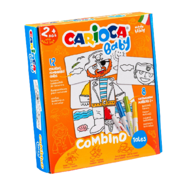 Set Puzzle Tales Carioca Baby, 12 Carduri cu 2 Fete, 8 Carioci Super Lavabile, Multicolor