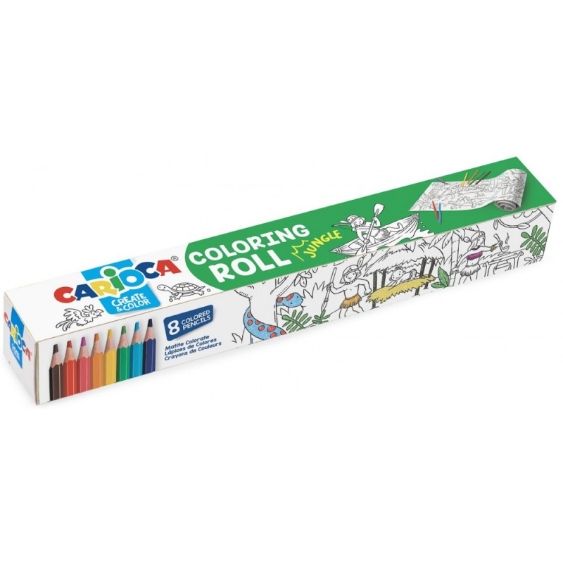  Set 8 Creioane cu Rola Adeziva Colorat Jungle Carioca, 198x30 cm 