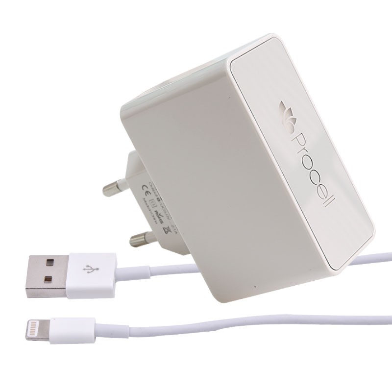 Incarcator de retea Procell, Dual USB, Lightning, pentru Apple iPhone