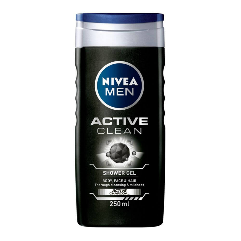  Gel de Dus NIVEA Men Active Clean, 250 ml, cu Extract de Bambus si Carbune Activ 