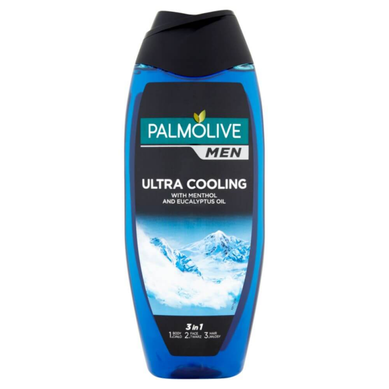  Gel de Dus PALMOLIVE Men Ultra Cooling, 500 ml, Extract de Menta si Ulei de Eucalipt, 3 in 1 