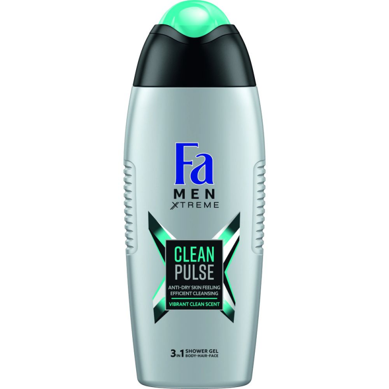  Gel de Dus 3 in 1, Fa Men Xtreme Clean Pulse, Formula Vegana, 400 ml 