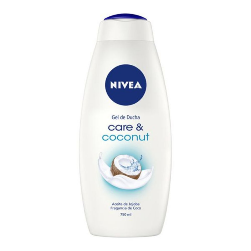  Gel de Dus NIVEA Care & Coconut, 750 ml, Extract de Lapte de Jojoba si Cocos 