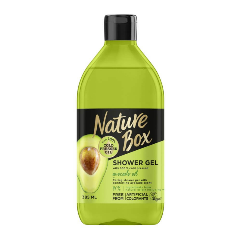 Gel de Dus NATURE BOX Passion Avocado Oil, 385 ml, Ulei Presat la Rece din Avocado