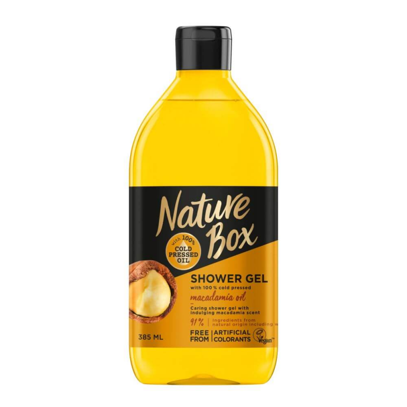  Gel de Dus NATURE BOX Macadamia Oil, 385 ml 