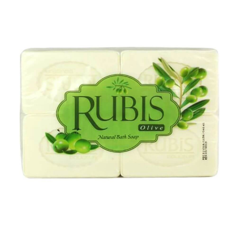  Sapun Solid RUBIS Olive, 4 Buc/Set, 125 g/Buc, Extract de Ulei de Masline 