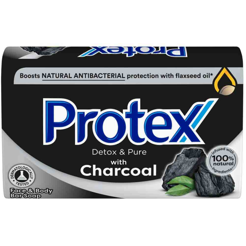 Sapun Solid Protex Detox and Pure Charcoal cu Ingredient Natural Antibacterian, 90 g
