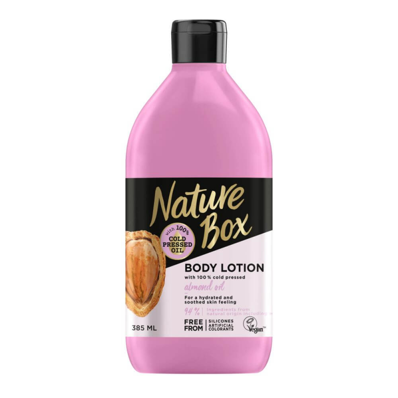  Lapte de Corp NATURE BOX Almond Oil, 385 ml, Ulei Presat la Rece din Migdale 
