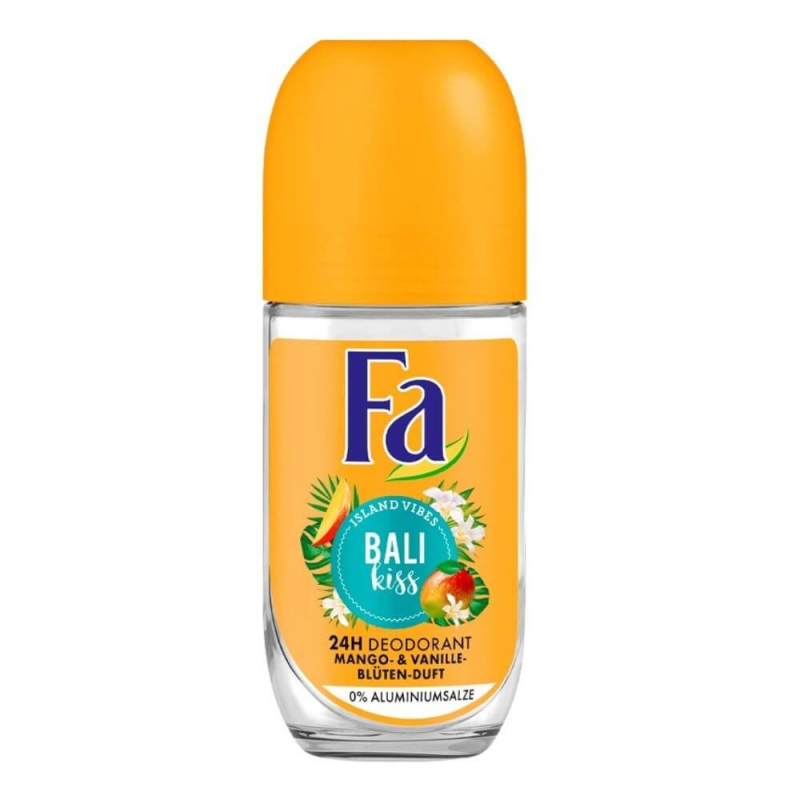  Deodorant Roll On Anti-Perspirant FA Bali Kiss, 50 ml, Protectie 48h, Parfum de Mango si Vanilie 