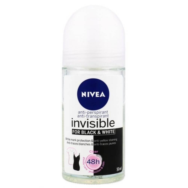  Deodorant Roll On Anti-Perspirant NIVEA Black & White Invisible, 50 ml, Protectie 48h 