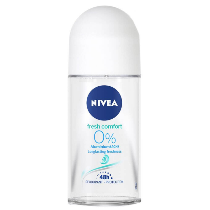 Deodorant Roll On Anti-Perspirant NIVEA Fresh Comfort, 0% Aluminiu, 50 ml, Protectie pana la 48h