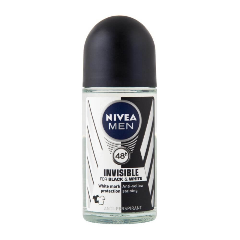  Deodorant Roll On Anti-Perspirant NIVEA Men Black & White Invisible, 50 ml, Protectie 48h 