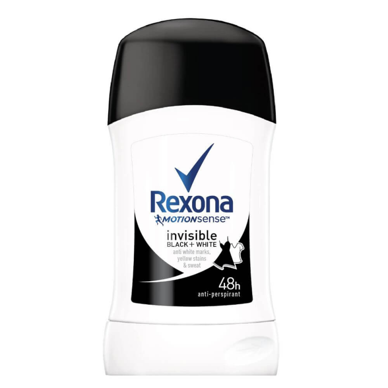 Deodorant Stick REXONA Invisible Black+White, 40 ml, Protectie 48h
