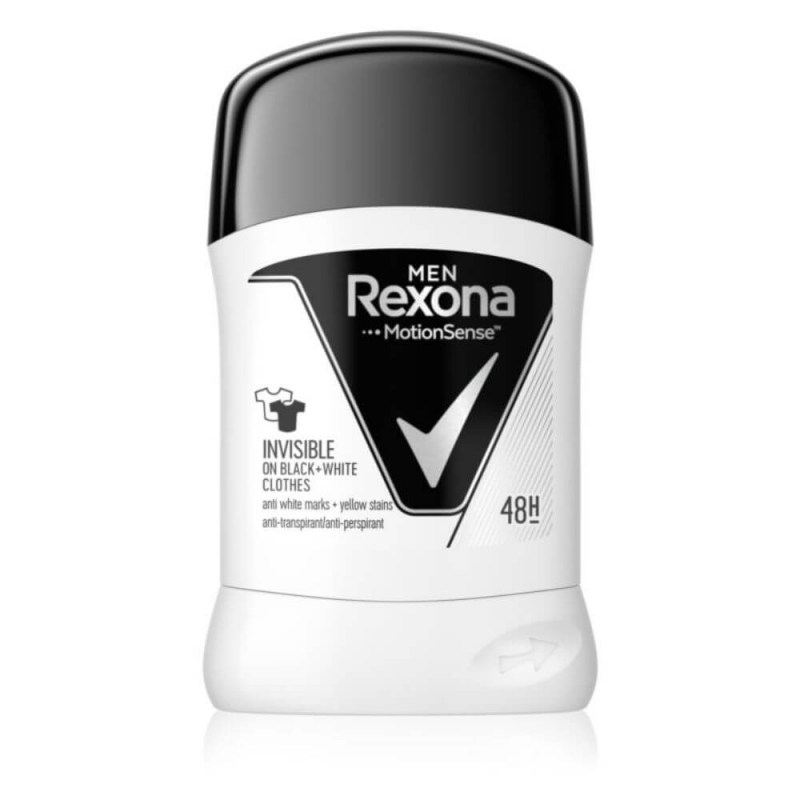 Deodorant Stick REXONA Invisible ON Black+White, 50 ml, Pentru Barbati, Protectie 48h