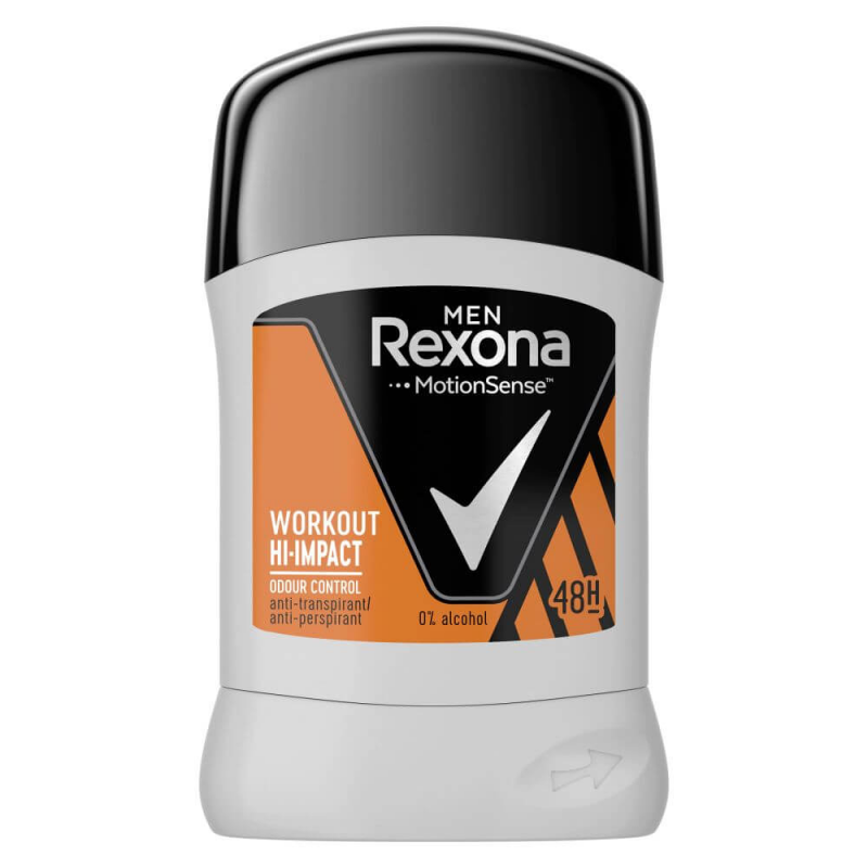  Deodorant Stick REXONA Workout Hi-Impact, 50 ml, Pentru Barbati, Protectie 48h 