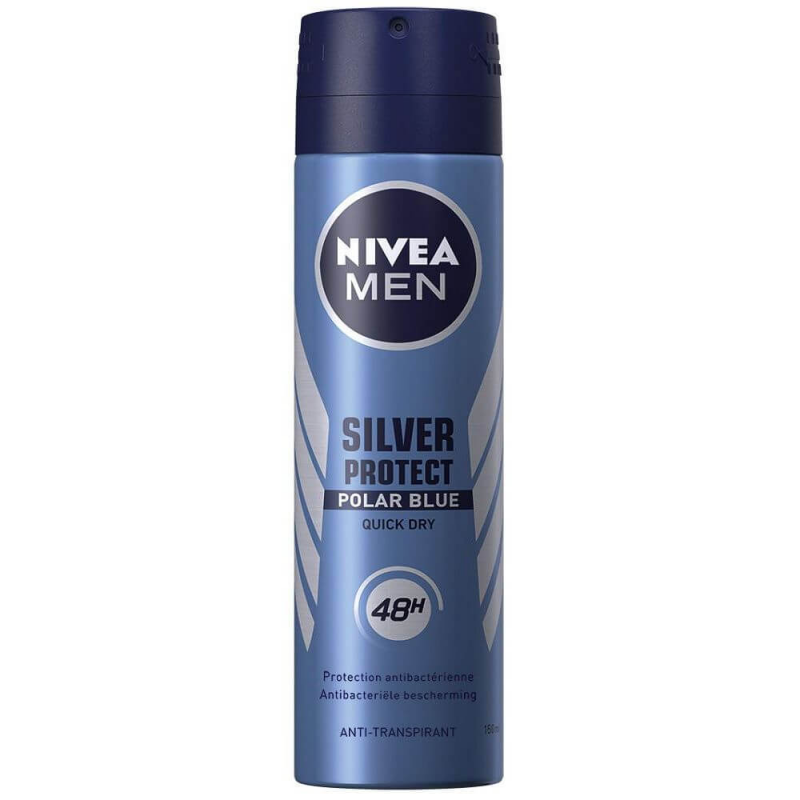  Spray Deodorant Nivea Men Silver Protect Polar Blue, 150 ml 