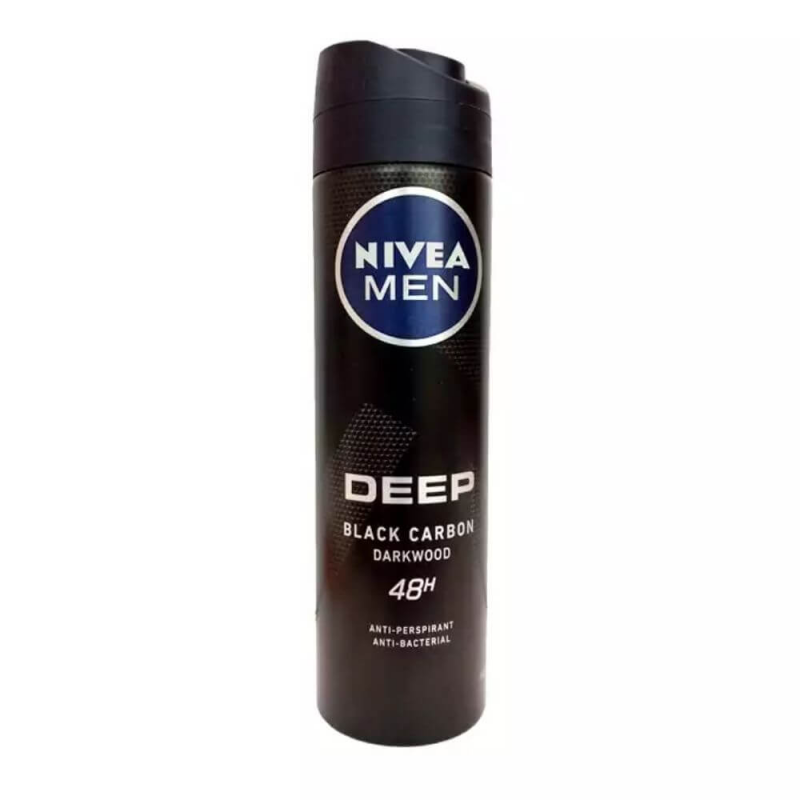  Spray Deodorant Nivea Men Deep Black Carbon Darkwood, 150 ml 