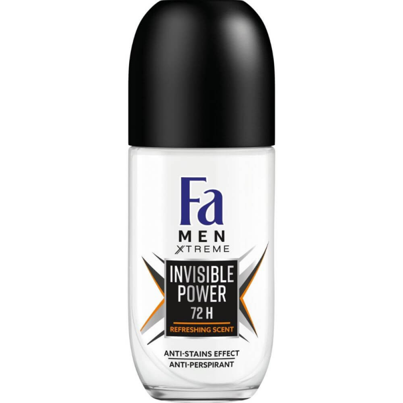  Deodorant Roll On Fa Men Xtreme Invisible Power, 50 ml, 72 h Protectie, Formula Vegana 