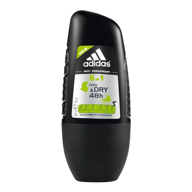  Deodorant Roll On Adidas Cool & Dry 6 in 1, 50 ml, Pentru Barbati 