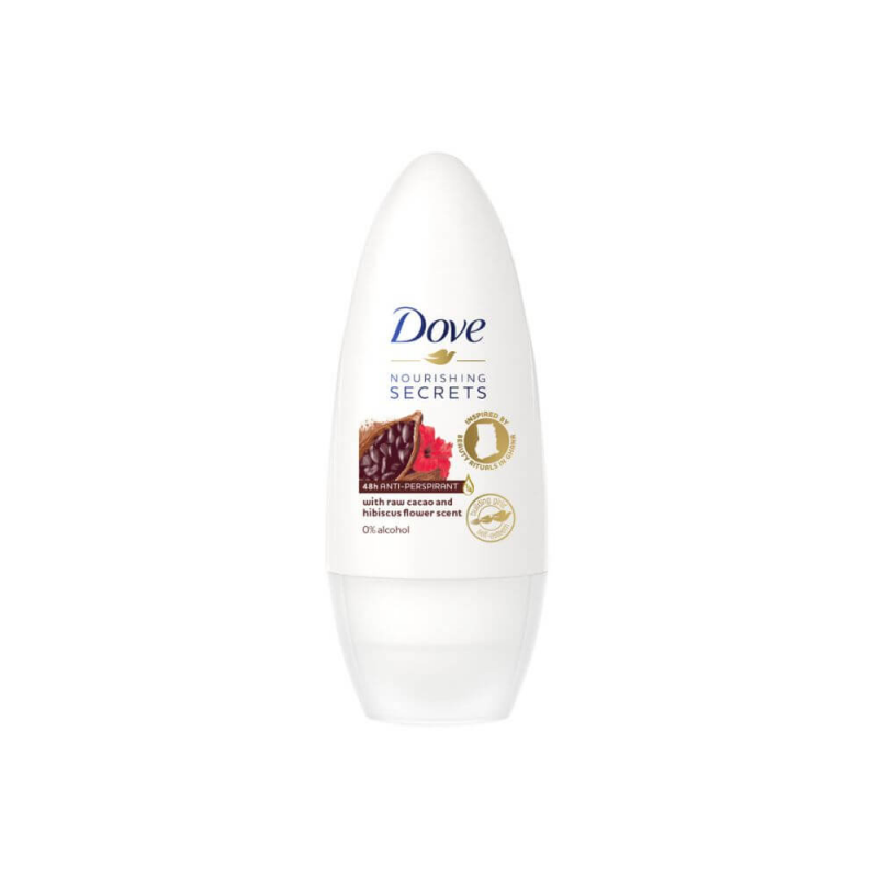 Deodorant Roll On Femei, 48h, 50 ml, Dove Nourishing Secrets Raw Cacao and Hibiscus Flower