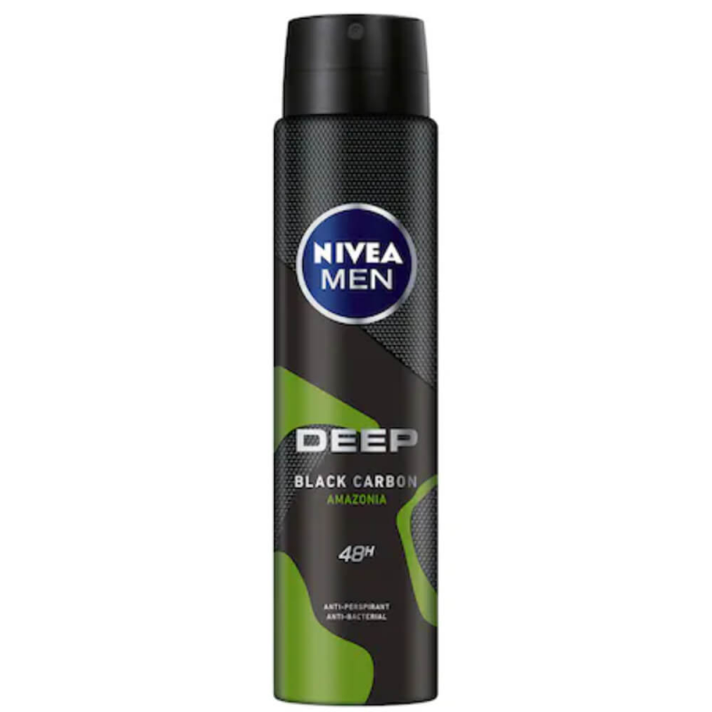  Deodorant Spray Anti-Perspirant NIVEA Men Deep Black Carbon Amazonia, Protectie 48h 