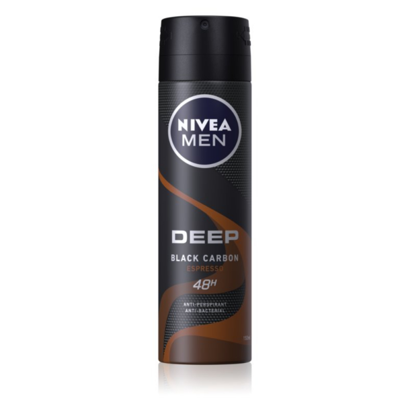  Deodorant Spray Anti-Perspirant NIVEA Men Deep Black Carbon Espresso, Protectie 48h, 150 ml 