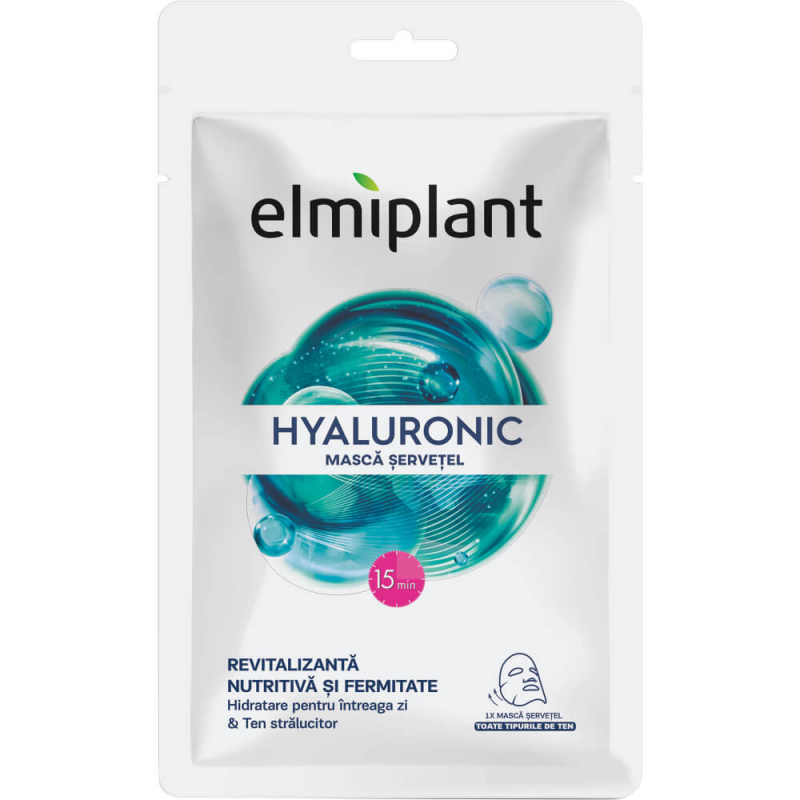 Masca Servetel pentru Fata Hyaluronic Elmiplant, 20 ml